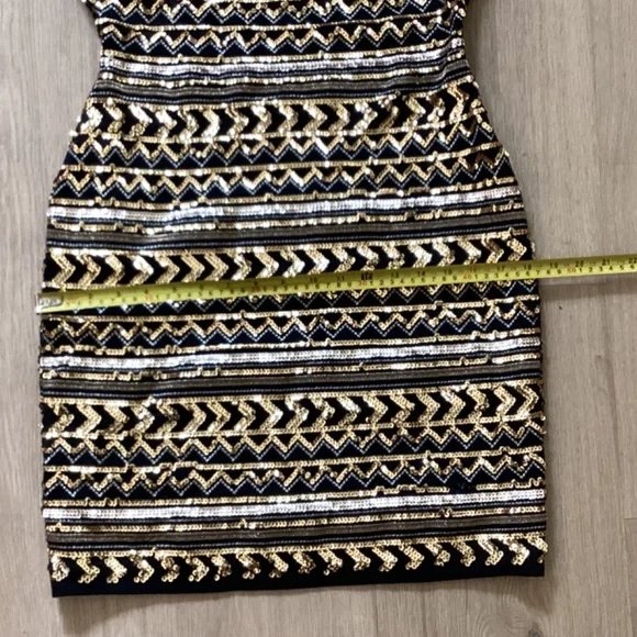 NWT GIANNI BINI GB BLACK AND GOLD SEQUENCE EMBELLISHED COCKTAIL DRESS SZ M - Picture 16 of 16